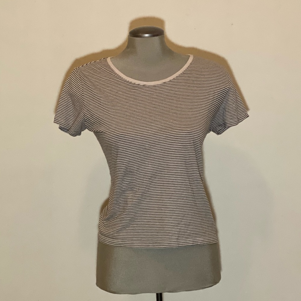 Zara Black and White Striped T-Shirt